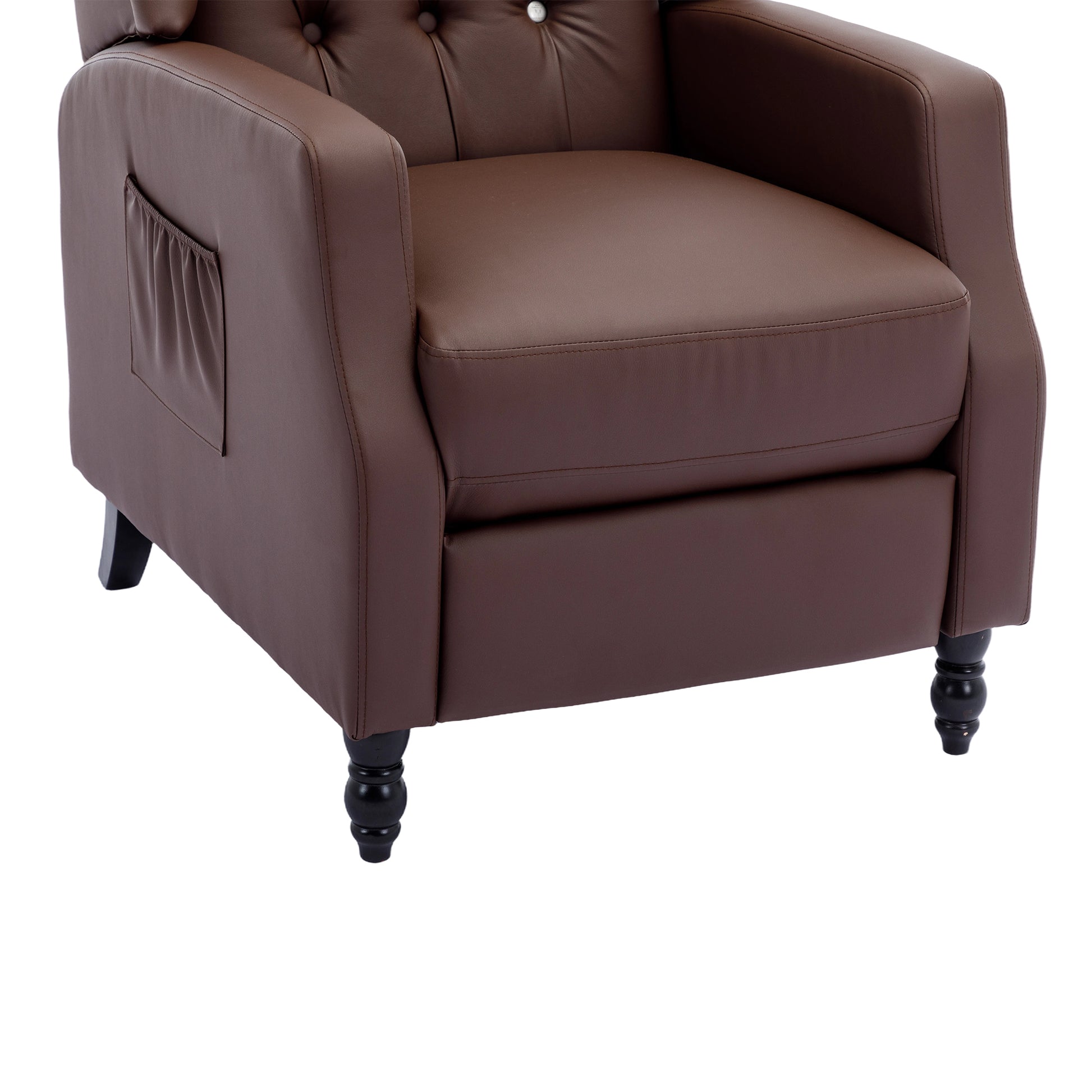 Coolmore Modern Comfortable Upholstered Leisurechair Recliner Chair For Living Room Brown Primary Living Space Rubberwood Foam Pu Leather