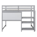 Full Size Wooden Loft Bed With Shelves, Desk And Writing Board Gray Full Gray Solid Wood Mdf