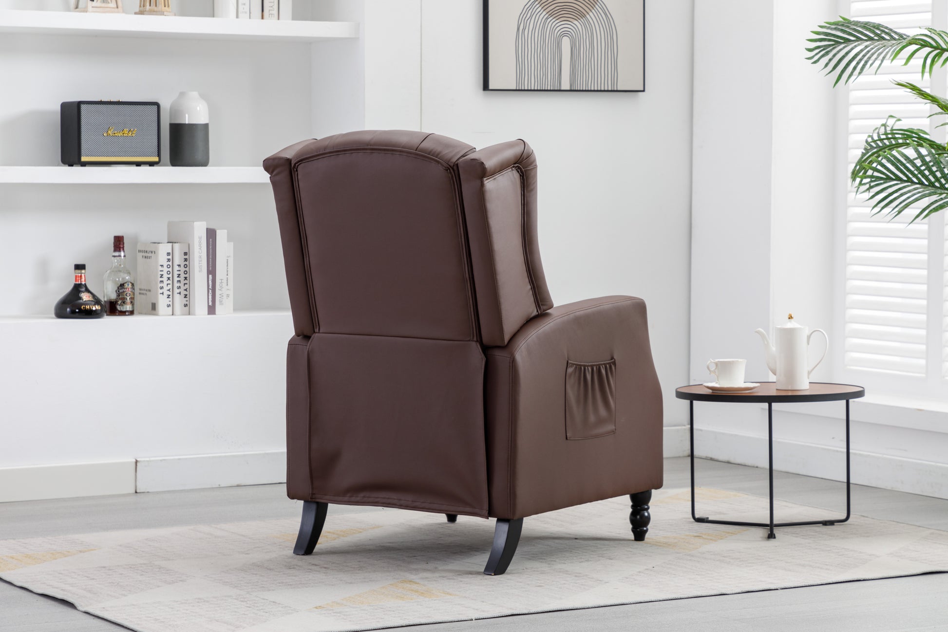 Coolmore Modern Comfortable Upholstered Leisurechair Recliner Chair For Living Room Brown Primary Living Space Rubberwood Foam Pu Leather