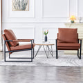 Pu Leather Accent Arm Chair Modern Upholstered Armchair With Metal Frame Extra Thick Padded Backrest And Seat Cushion Sofa Chairs For Living Room Brown Pu Leather Metal Frame Foam Sf 008 Brown Foam Pu