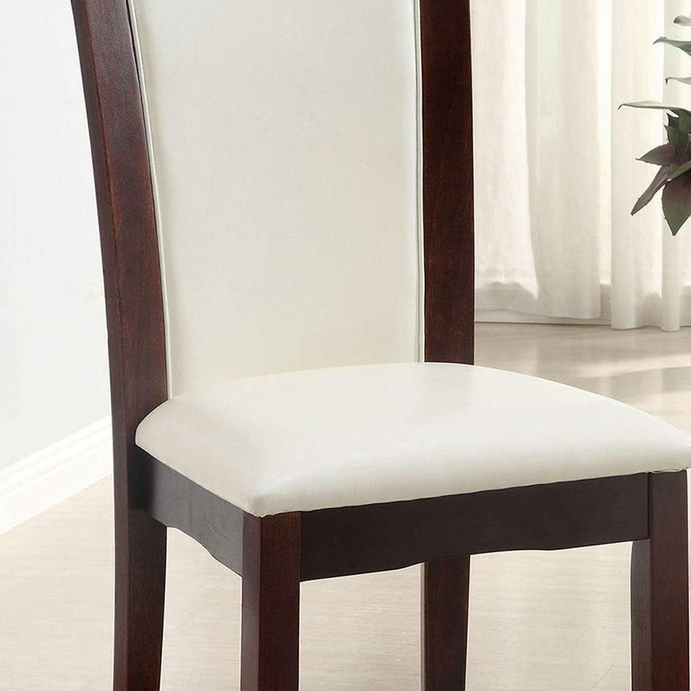 Style Comfort Contemporary 2Pcs Side Chairs Dark Cherry And Whitecushion Seat Kitchen Dining Room Furniture White Brown Dining Room Contemporary,Modern Dining Chairs Solid Back Solid Wood