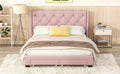 Queen Size Storage Bed Linen Upholstered Platform Bed With Two Drawers Pink Queen Pink Upholstered
