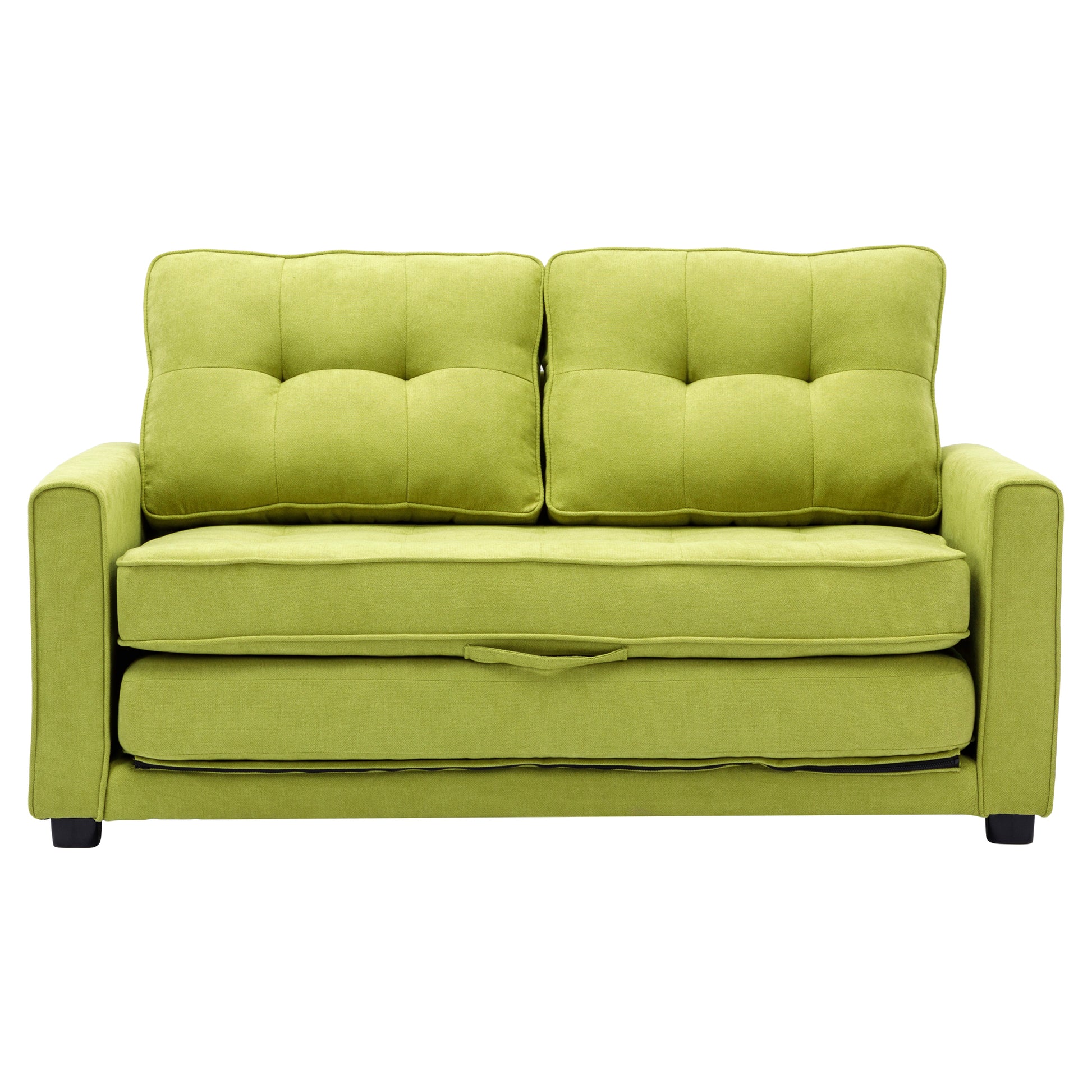59.4" Loveseat Sofa With Pull Out Bed Modern Upholstered Couch With Side Pocket For Living Room Office, Green Green Chenille