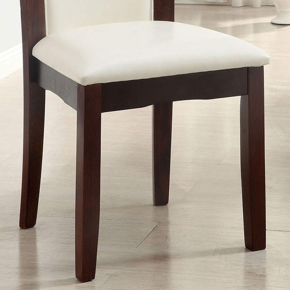 Style Comfort Contemporary 2Pcs Side Chairs Dark Cherry And Whitecushion Seat Kitchen Dining Room Furniture White Brown Dining Room Contemporary,Modern Dining Chairs Solid Back Solid Wood
