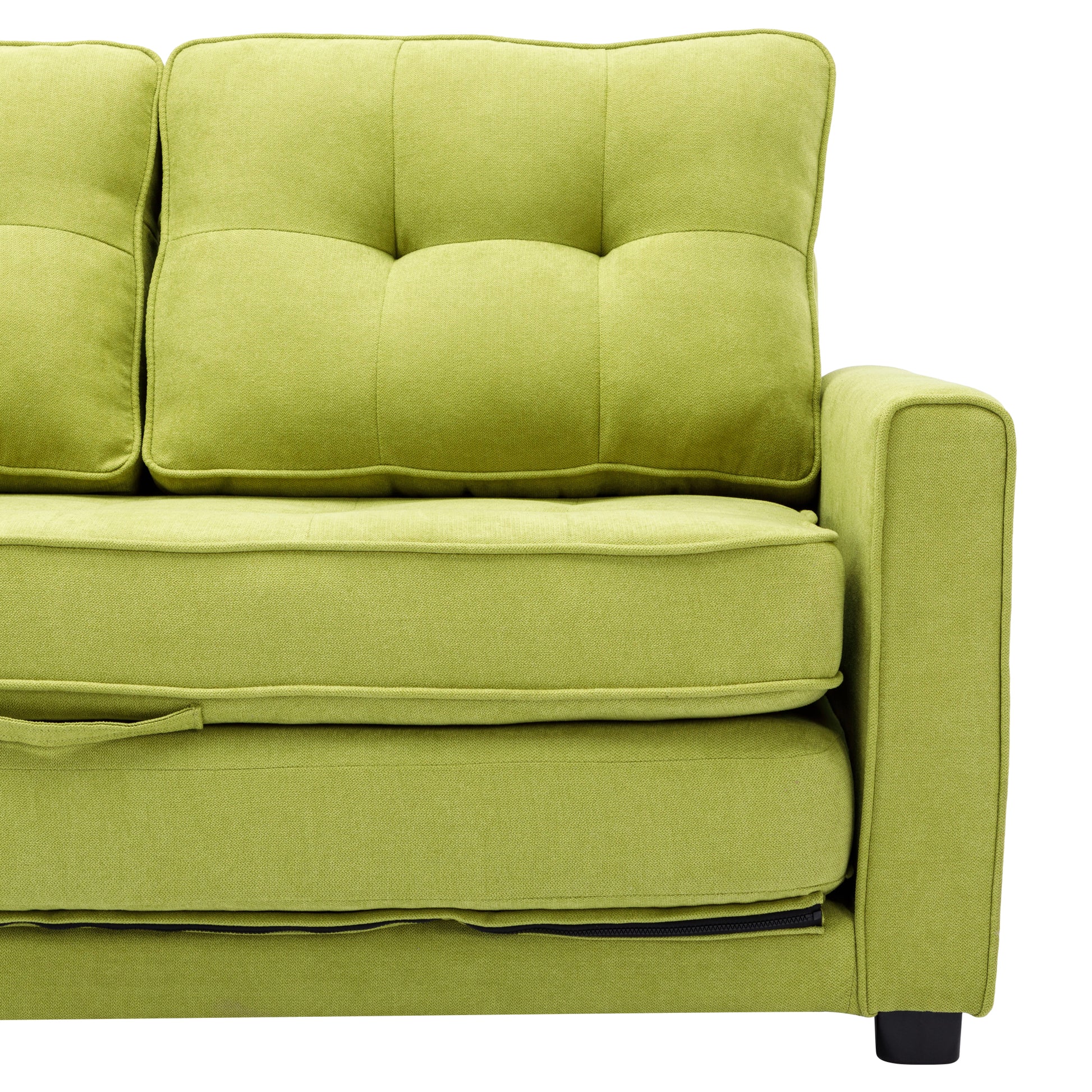 59.4" Loveseat Sofa With Pull Out Bed Modern Upholstered Couch With Side Pocket For Living Room Office, Green Green Chenille