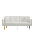 Cream White Velvet Futon Sofa Bed With Gold Metal Legs Cream White Velvet Wood Tufted Back Eucalyptus Square Arms Foam Velvet 2 Seat