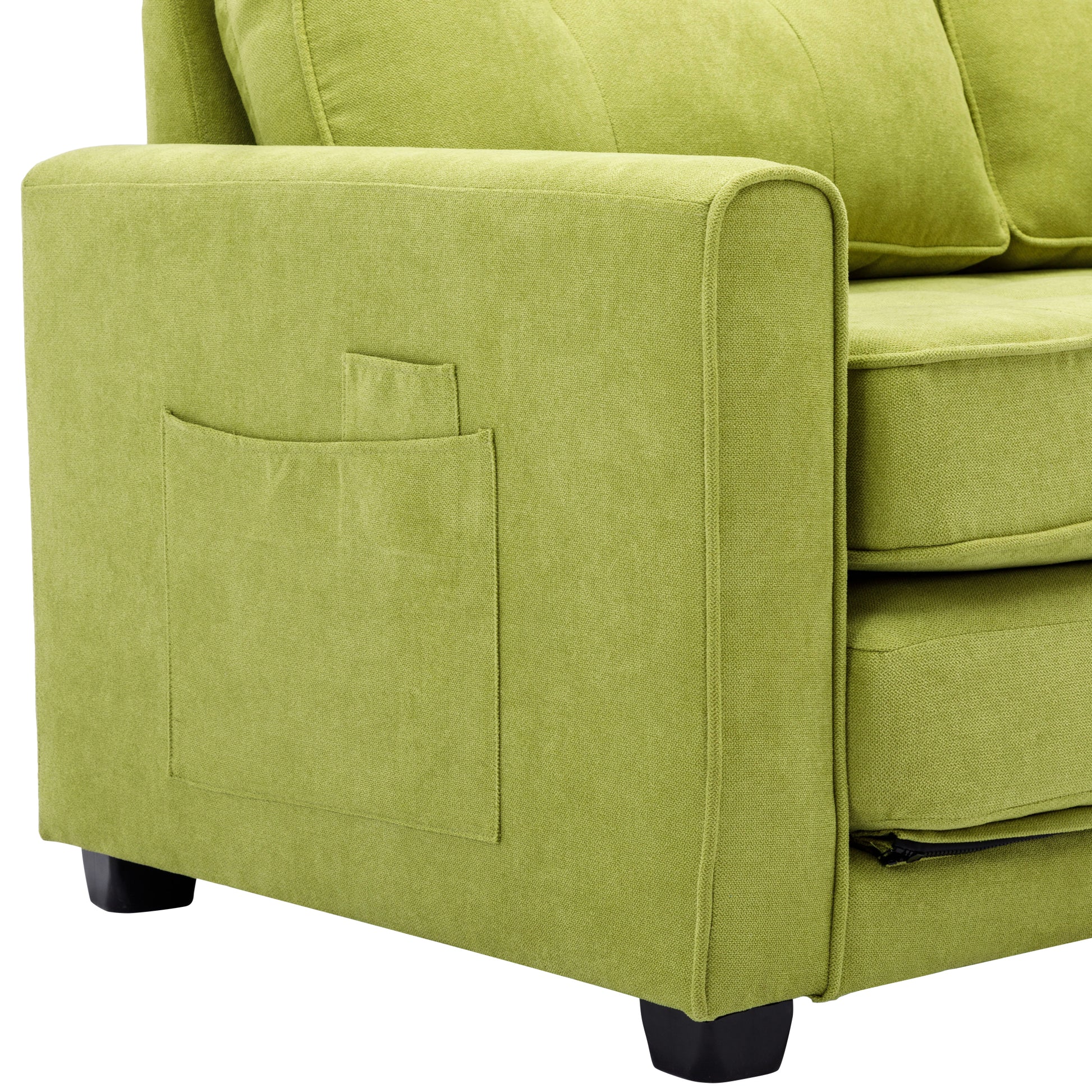 59.4" Loveseat Sofa With Pull Out Bed Modern Upholstered Couch With Side Pocket For Living Room Office, Green Green Chenille