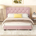 Queen Size Storage Bed Linen Upholstered Platform Bed With Two Drawers Pink Queen Pink Upholstered