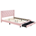 Queen Size Storage Bed Linen Upholstered Platform Bed With Two Drawers Pink Queen Pink Upholstered
