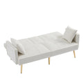 Cream White Velvet Futon Sofa Bed With Gold Metal Legs Cream White Velvet Wood Tufted Back Eucalyptus Square Arms Foam Velvet 2 Seat