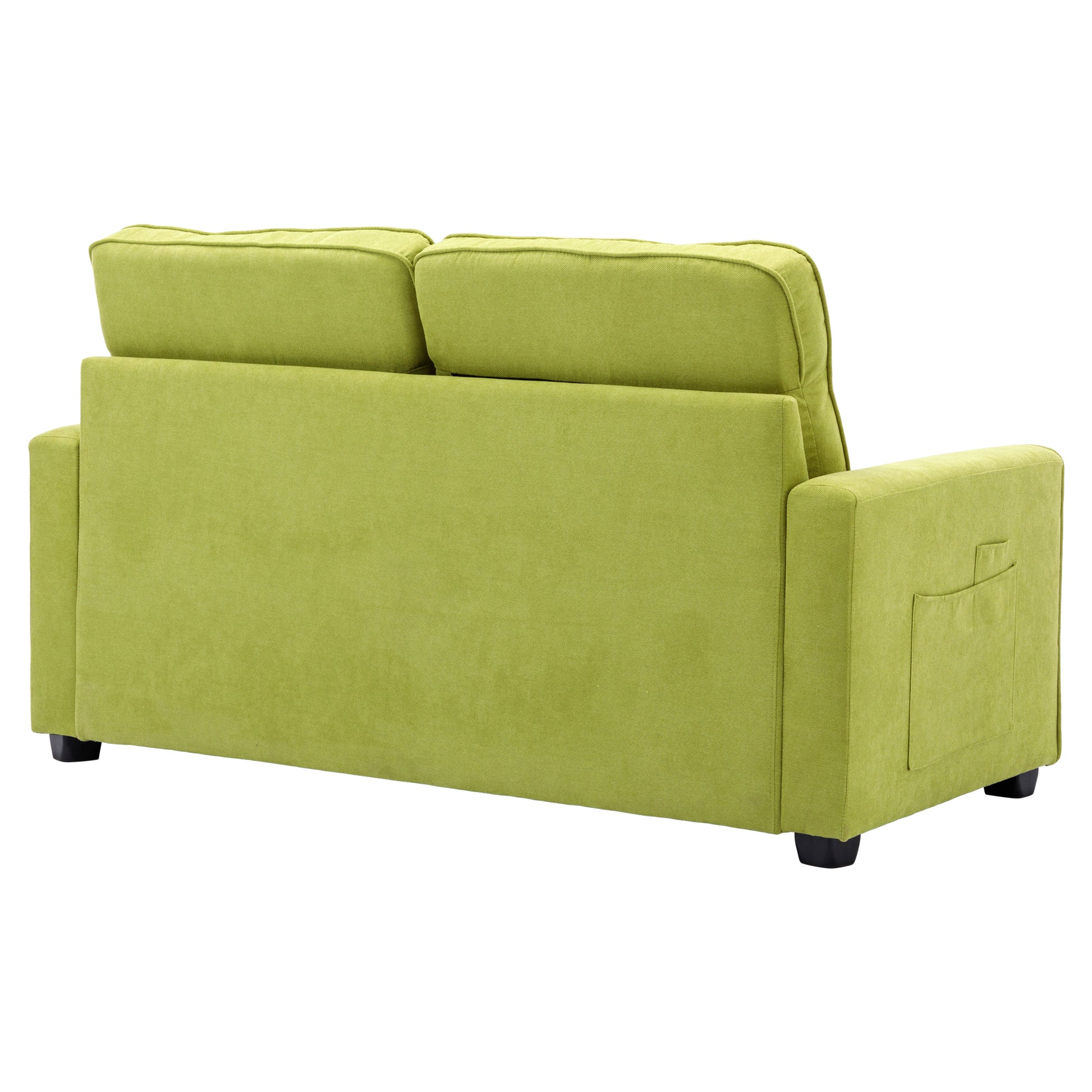 59.4" Loveseat Sofa With Pull Out Bed Modern Upholstered Couch With Side Pocket For Living Room Office, Green Green Chenille