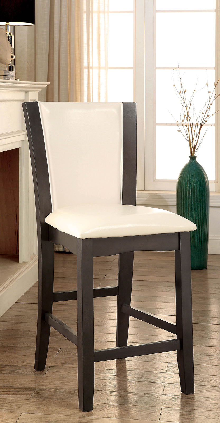 Style Comfort Contemporary 2Pcs Counter Height Chairs Gray And Whitecushion Seat Kitchen Dining Room Furniture White Gray Gray Dining Room Contemporary,Modern Dining Chairs Solid Back Solid Wood