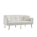 Cream White Velvet Futon Sofa Bed With Gold Metal Legs Cream White Velvet Wood Tufted Back Eucalyptus Square Arms Foam Velvet 2 Seat