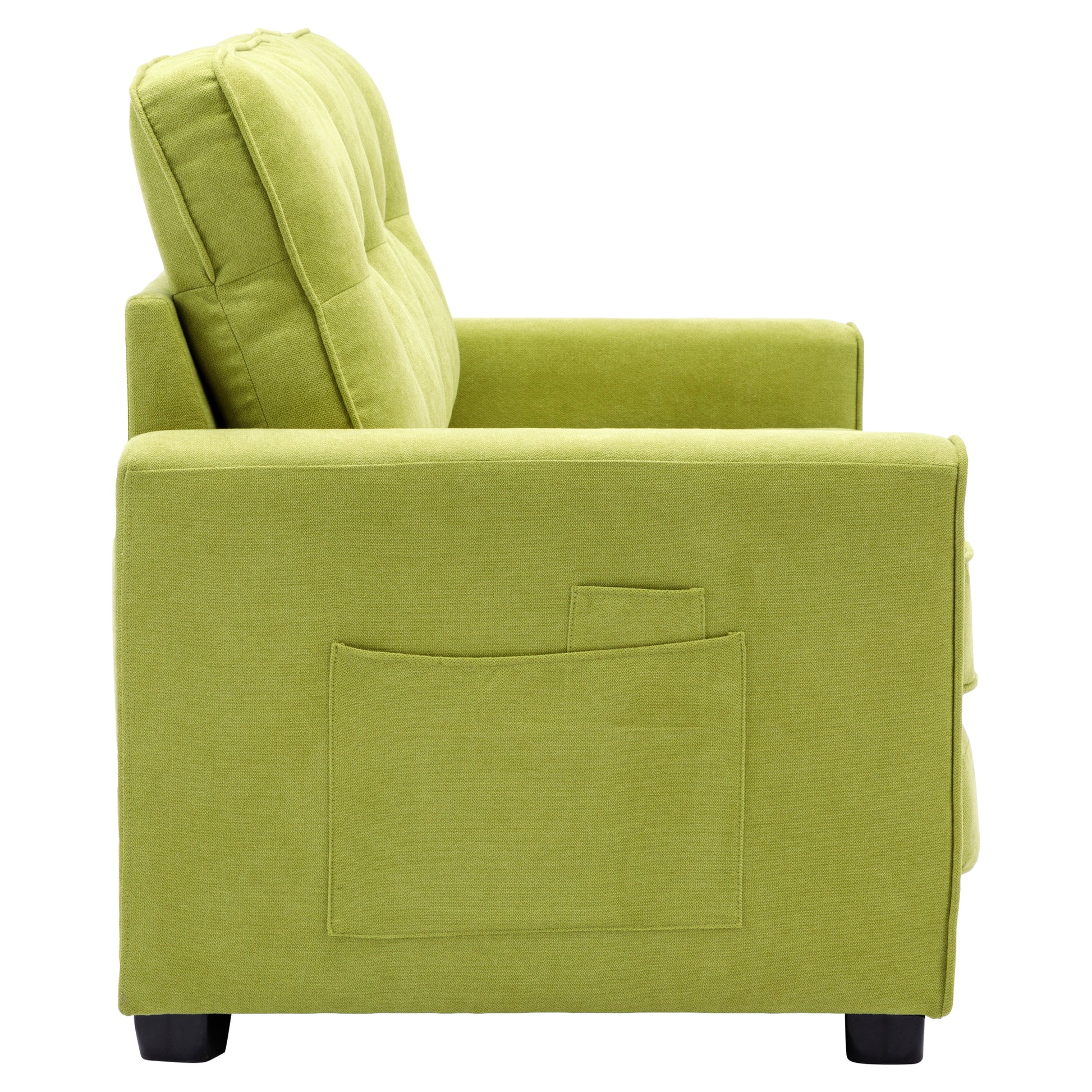 59.4" Loveseat Sofa With Pull Out Bed Modern Upholstered Couch With Side Pocket For Living Room Office, Green Green Chenille