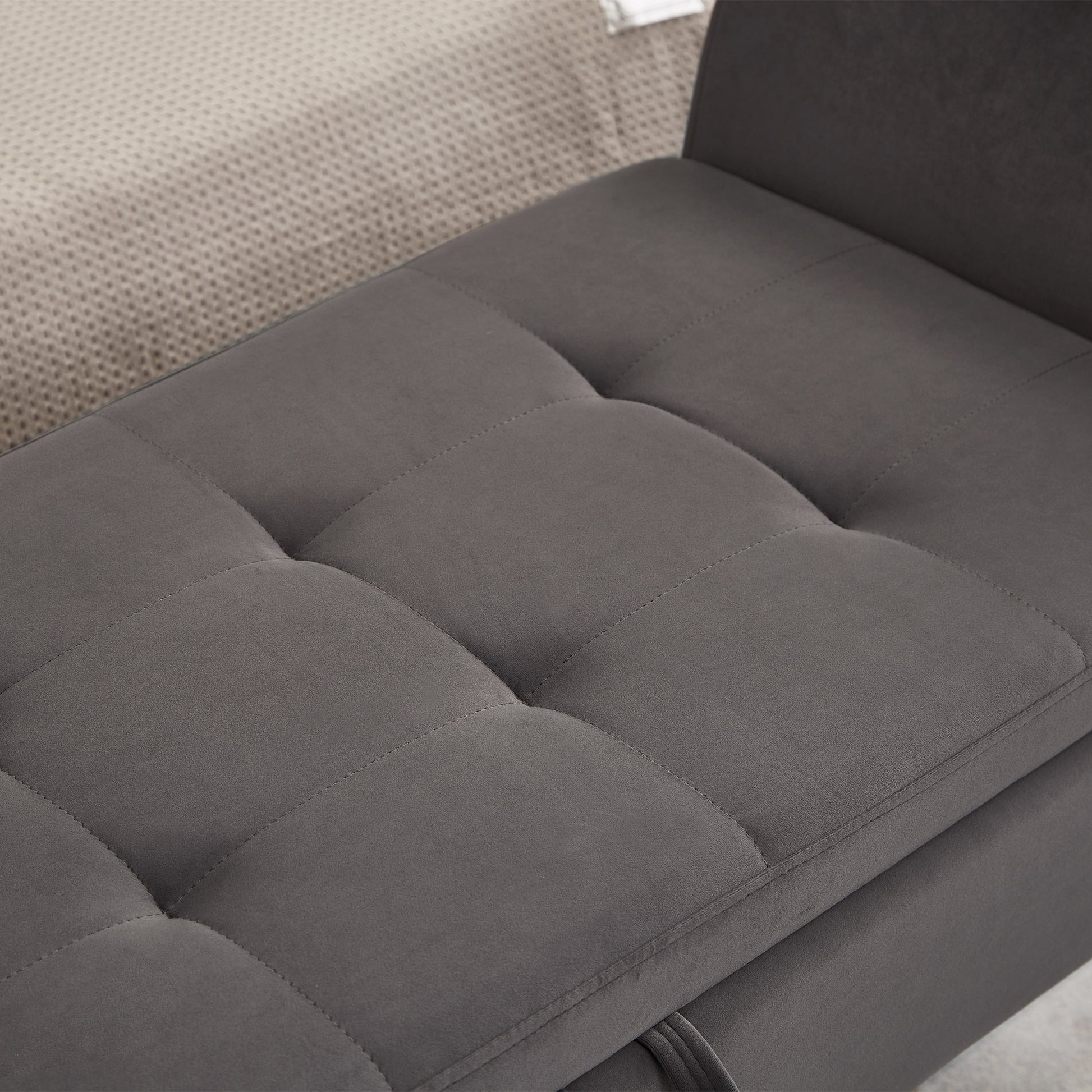 51.5" Bed Bench With Storage Grey Velvet Grey Foam Velvet