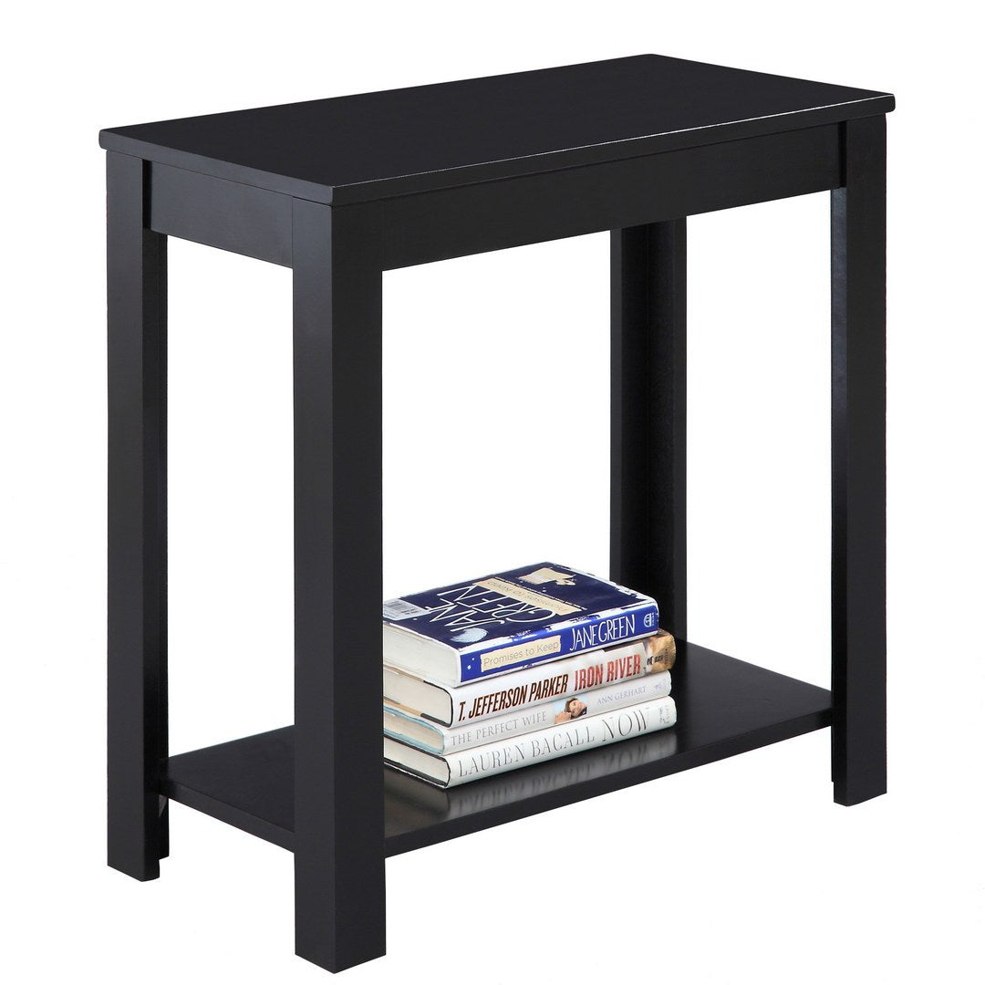 24" Tall Wooden End Table With Black Finish Black Wood