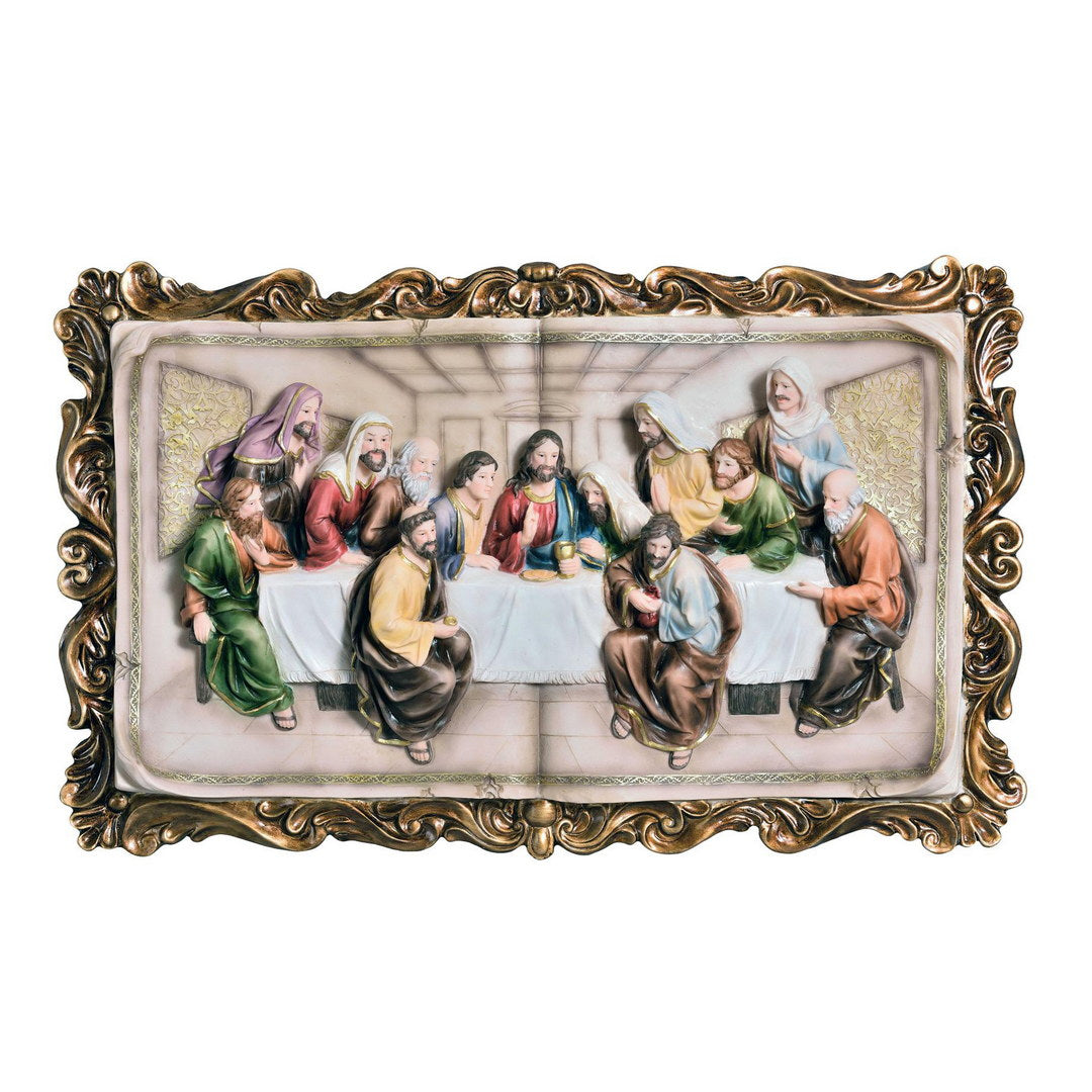 28" Tall Polyresin Decorative Plaque, Last Supper Multicolor Polyresin