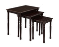 3 Piece Wooden Nesting Table Set, Dark Cherry Finish Cherry Wood