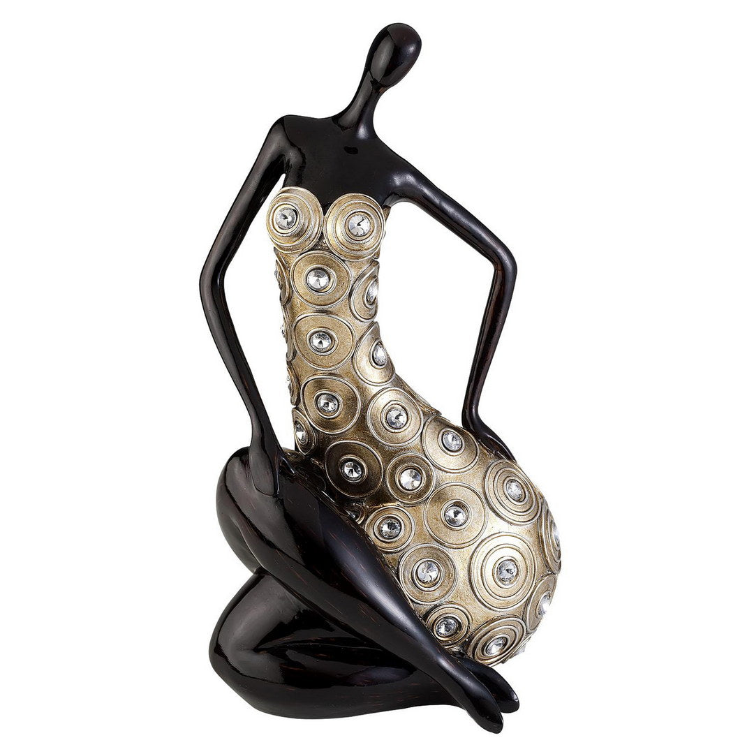 12.25" Tall Polyresin Decorative Sitting Woman Statue" Twilight" Multicolor Polyresin