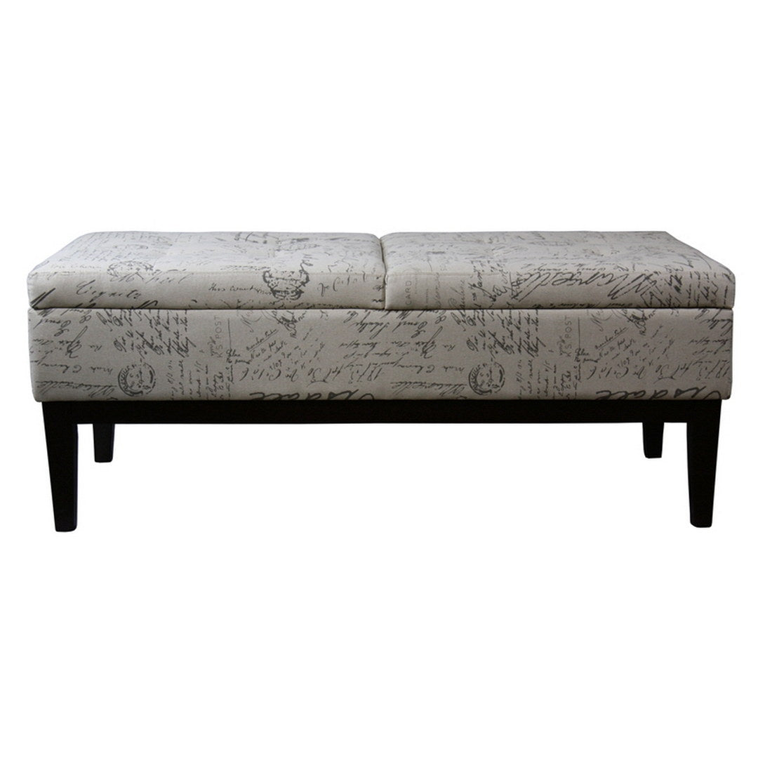 19.5" Tall Storage Bench, Dual Lift, Old World Print Multicolor Wood