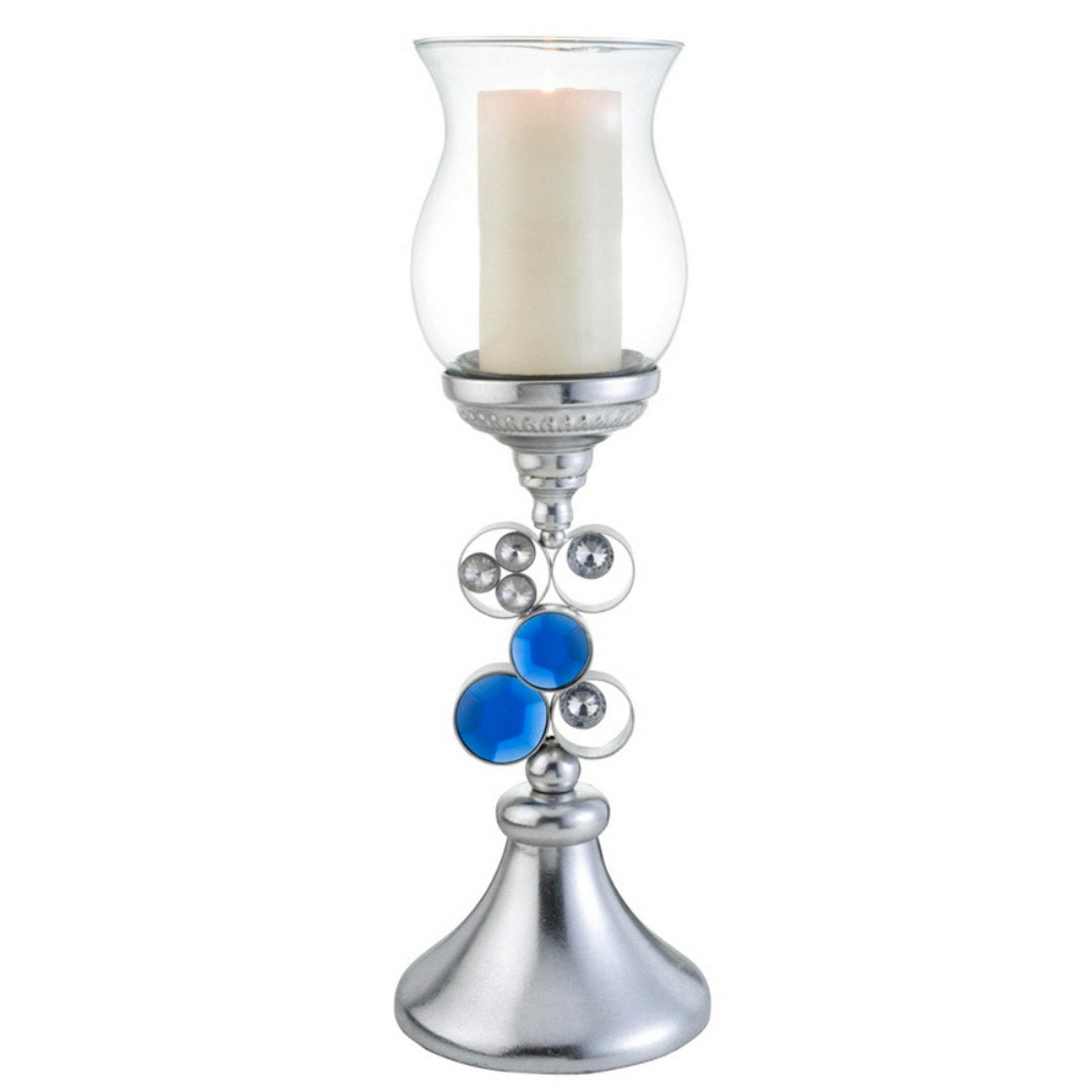 20.5" Tall Polyresin" Dazzle" Candleholder, Silver Finish Silver Polyresin