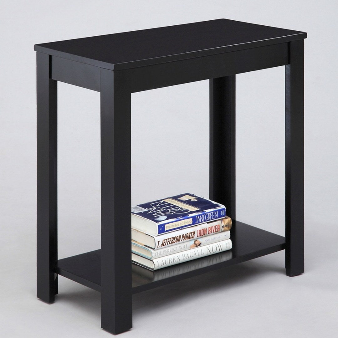 24" Tall Wooden End Table With Black Finish Black Wood