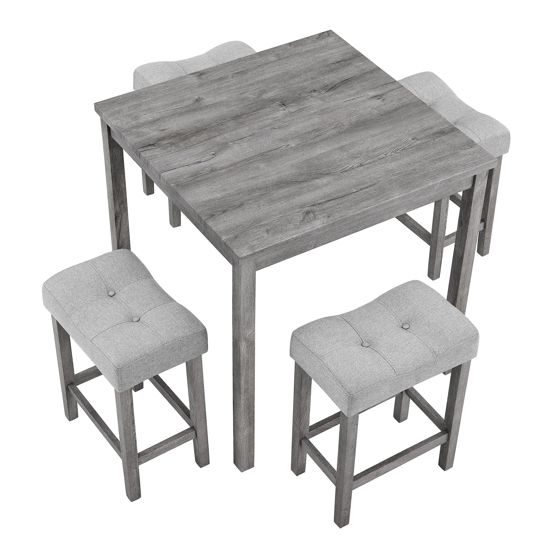 Dining Table, Bar Table And Chairs Set, 5 Piece Dining Table Set, Industrial Breakfast Table Set, For Living Room, Dining Room, Game Room,Old Sku W1781110635 Gray Solid Wood Mdf