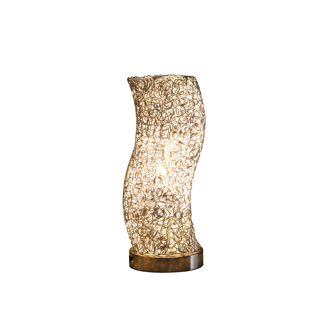 12 Inch Artemis Exposed Aluminum Wired Curve Table Lamp Silver Metal