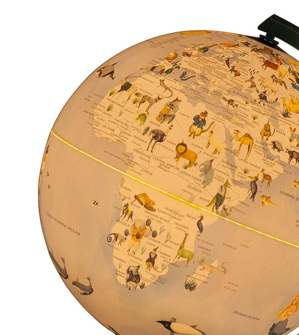 12.75" Animals Atlas World Globe Night Light Blue Acrylic