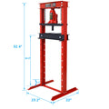 Hydraulic Shop Press ,12 Ton Capacityfloor Mount ,With Press Plates, H Frame Garage Floor Press, Adjustable Working Table Height,Red Red Steel