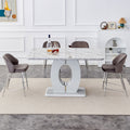 Modern Simple And Luxurious Grey Imitation Marble Grain Dining Table Rectangular Office Table.Computer Table.Game Desk .Desk.For Dining Room, Living Room, Terrace, Kitchen .63''X 37'' X 36'' Bt 1280 Grey Mdf