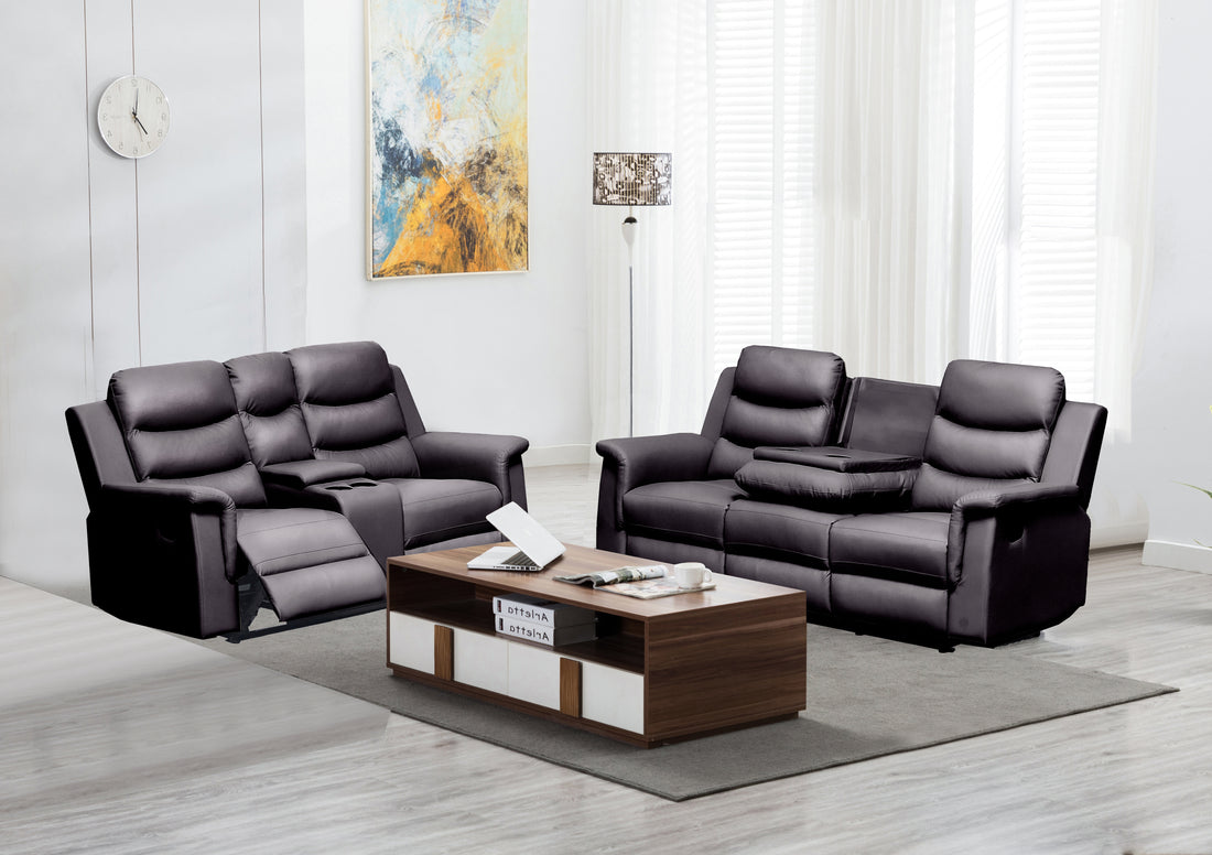 Reclining Loveseat With Middle Console Slipcover, Stretch Loveseat Reclining Sofa Covers Black, 2 Seat Recliner Cover With Console Black Pu