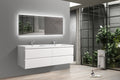 71'' Wall Mounted Double Bathroom Vanity In Gloss White With White Solid Surface Vanity Top Gloss White Wood
