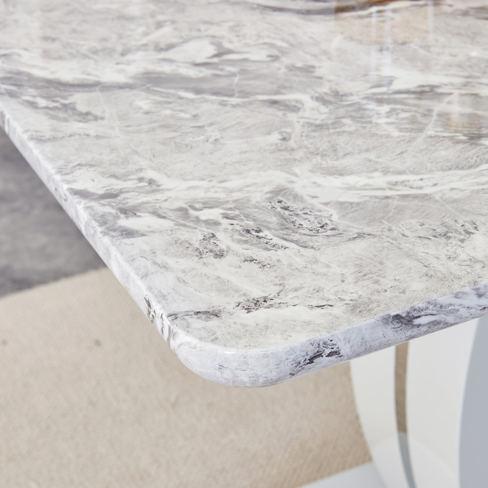 Modern Simple And Luxurious Grey Imitation Marble Grain Dining Table Rectangular Office Table.Computer Table.Game Desk .Desk.For Dining Room, Living Room, Terrace, Kitchen .63''X 37'' X 36'' Bt 1280 Grey Mdf