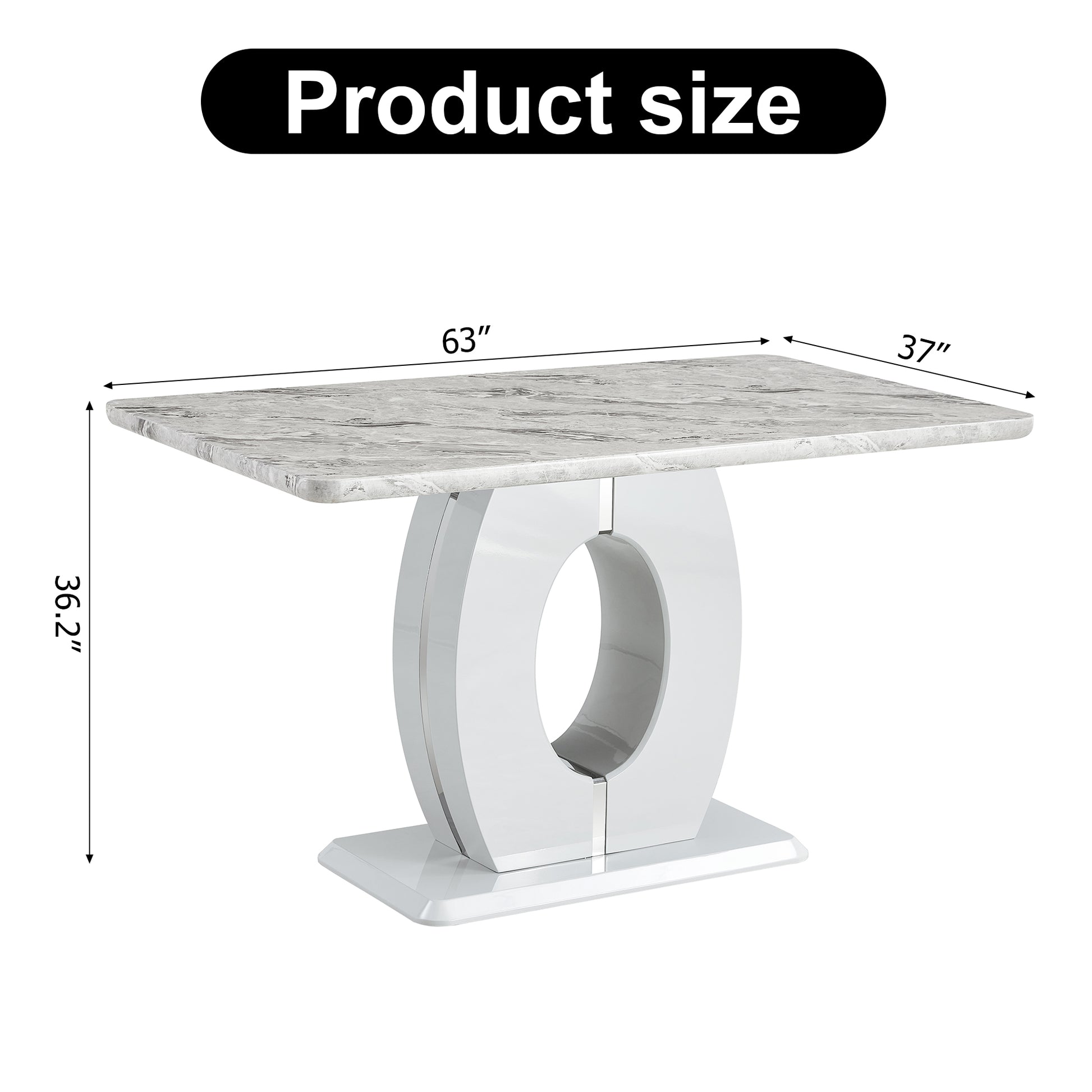 Modern Simple And Luxurious Grey Imitation Marble Grain Dining Table Rectangular Office Table.Computer Table.Game Desk .Desk.For Dining Room, Living Room, Terrace, Kitchen .63''X 37'' X 36'' Bt 1280 Grey Mdf