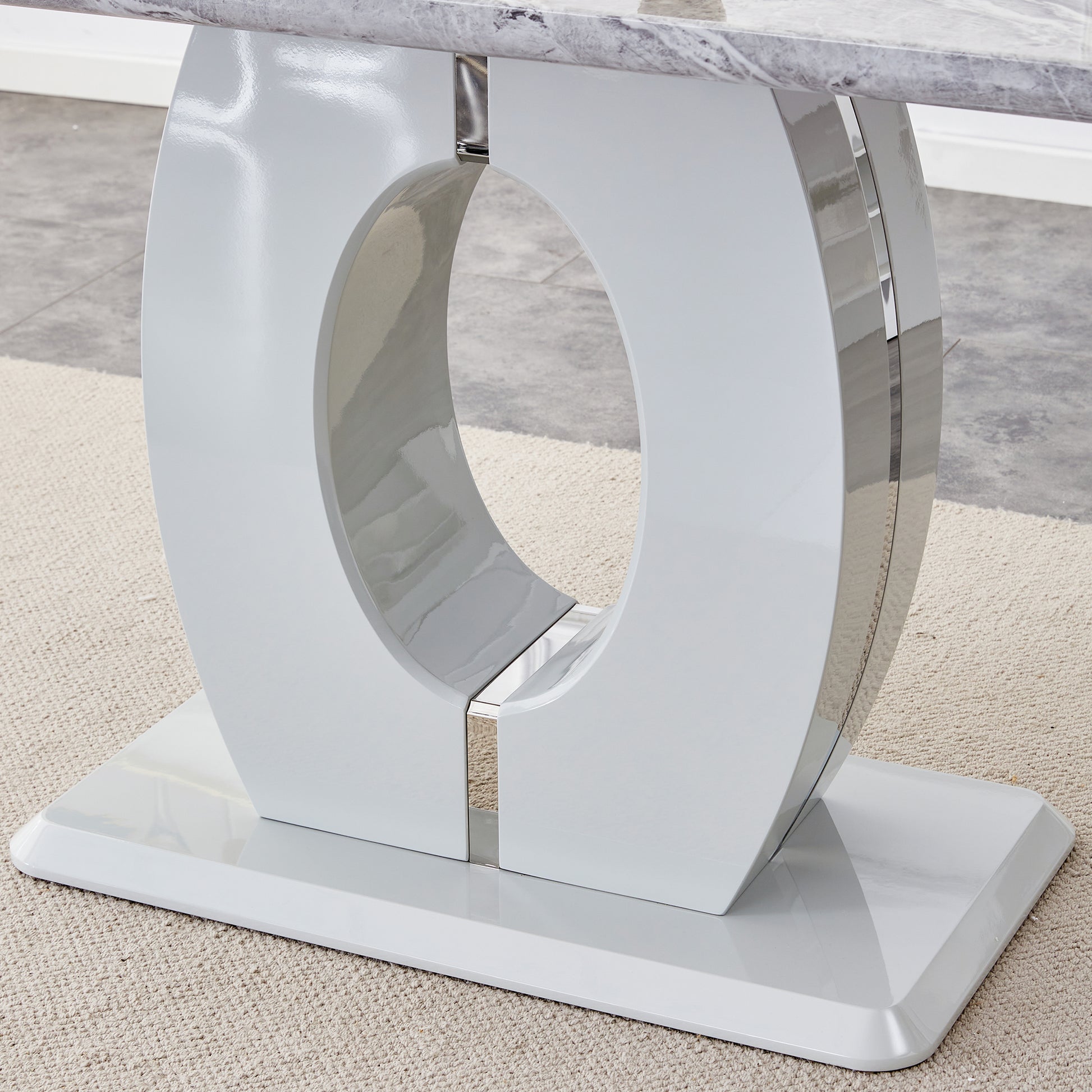 Modern Simple And Luxurious Grey Imitation Marble Grain Dining Table Rectangular Office Table.Computer Table.Game Desk .Desk.For Dining Room, Living Room, Terrace, Kitchen .63''X 37'' X 36'' Bt 1280 Grey Mdf