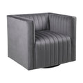 Channel Tufted Swivel Armchair Gray Polyester