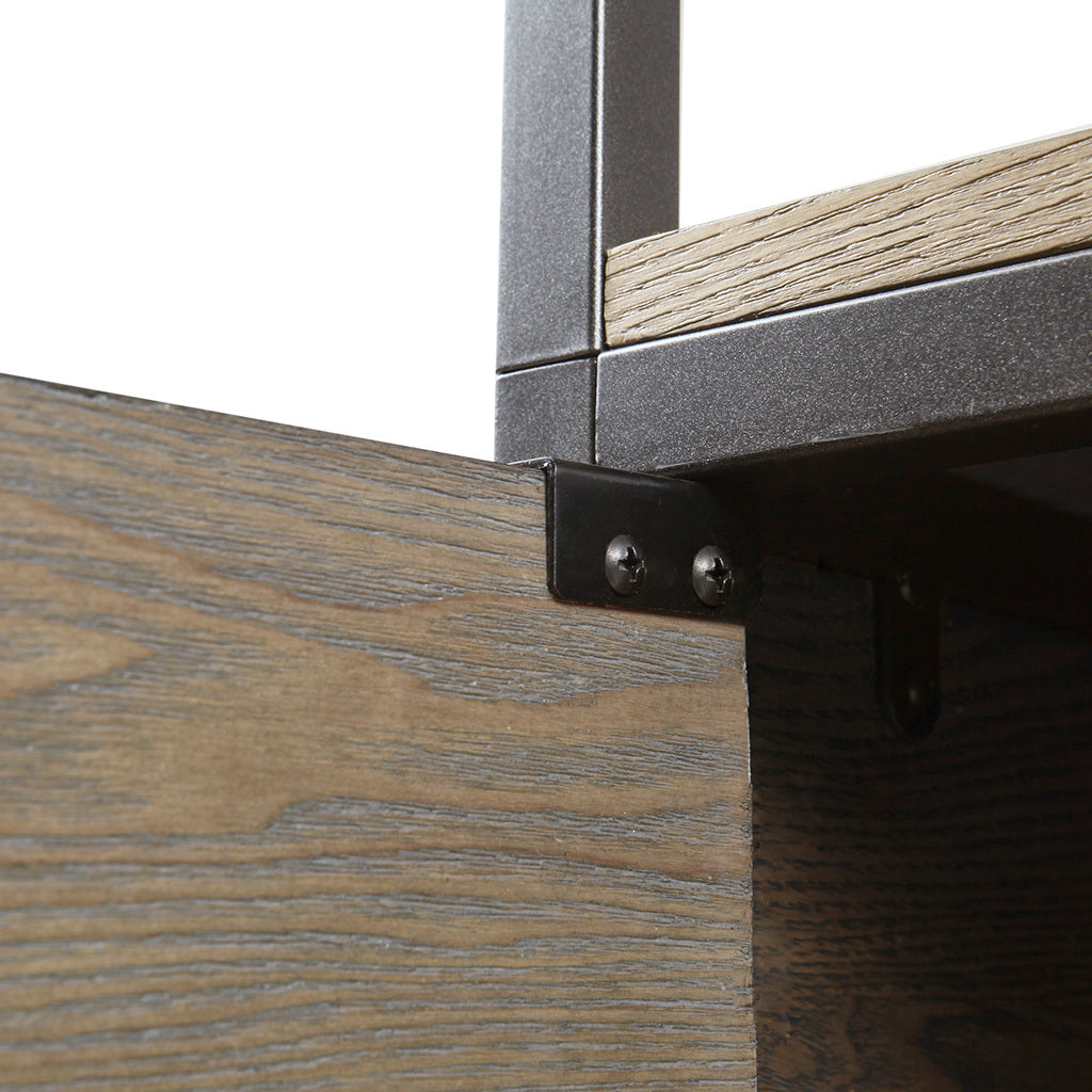 3 Shelf Bookcase With Storage Cabinet Grey Wood