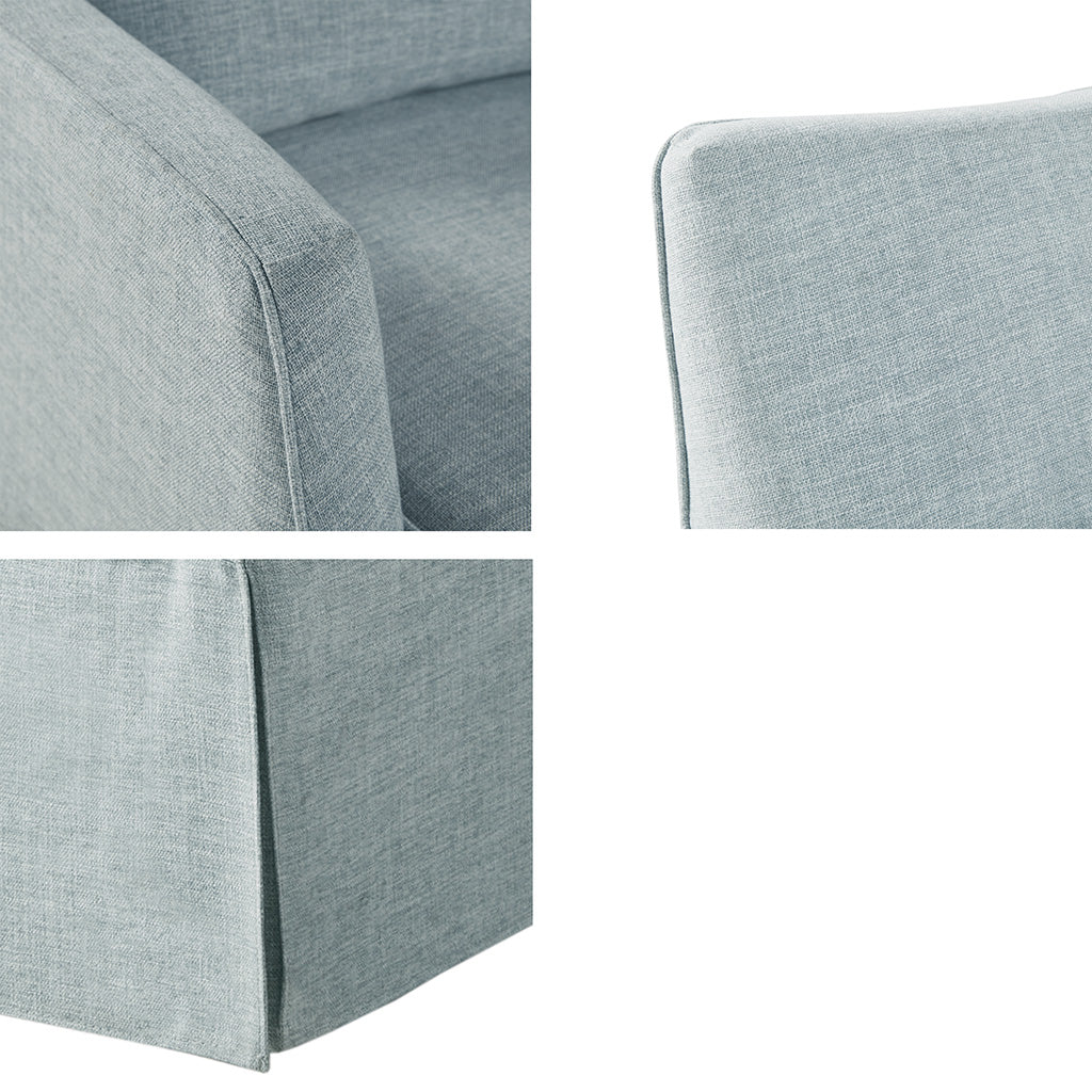 Skirted Swivel Chair Light Blue Polyester