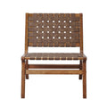 Faux Leather Woven Accent Chair Brown Polyester
