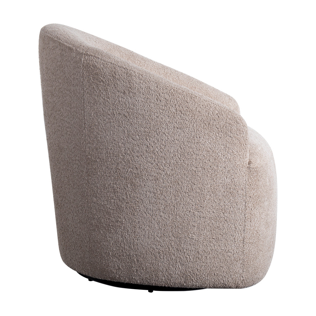 Upholstered 360 Degree Swivel Chair Beige Polyester