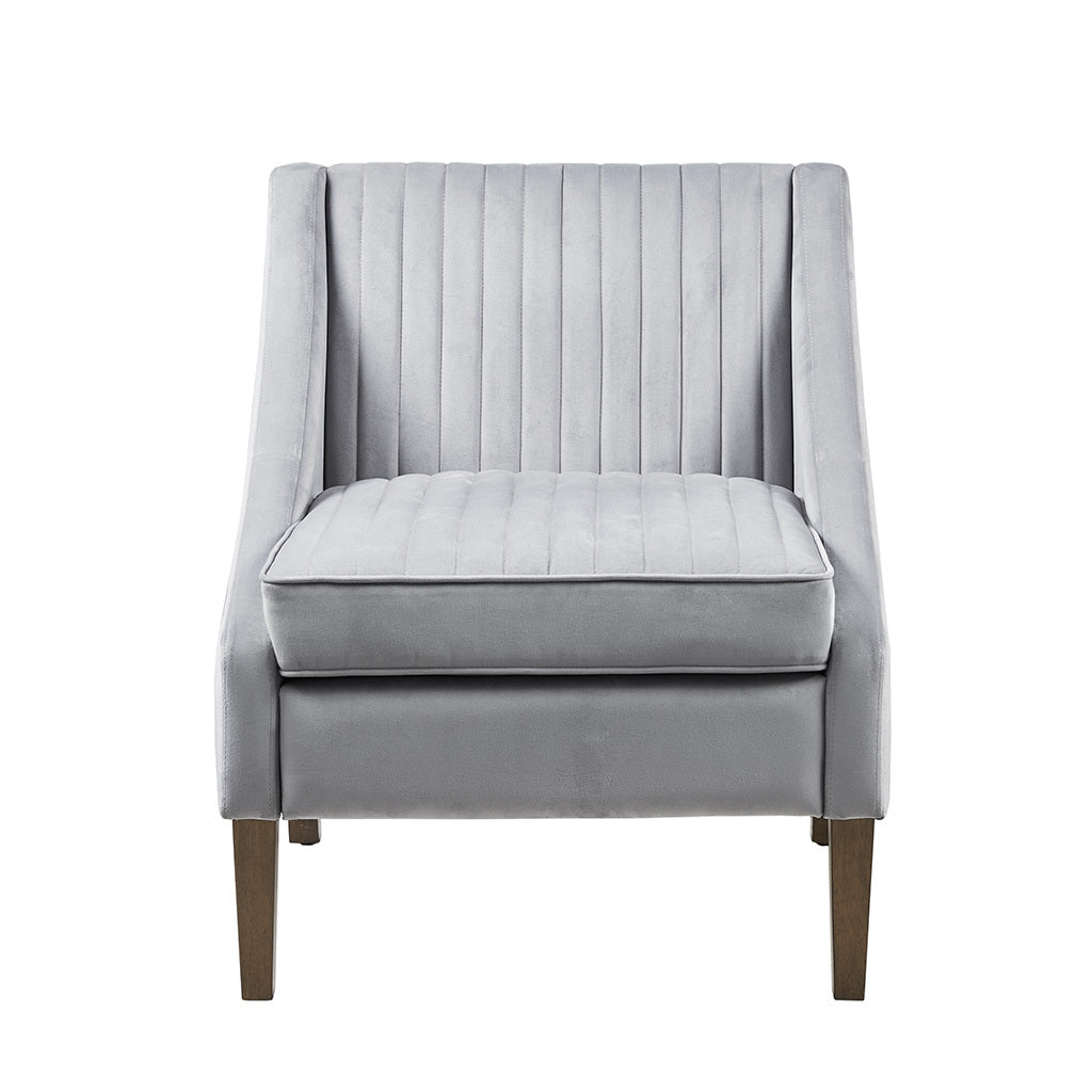 Upholstered Accent Chair Light Gray Polyester