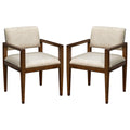 Upholstered Dining Chairs With Arms Set Of 2 Beige Polyester