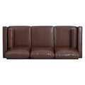 Small Sofa Couch 76.97 In . Brown 3 Seat Comfy Couches For Living Room, Mid Century Modern Couch With Iron Wood Structuresoft Cushion Sofa For Home Office Apartment Brown Foam Pu