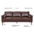 Small Sofa Couch 76.97 In . Brown 3 Seat Comfy Couches For Living Room, Mid Century Modern Couch With Iron Wood Structuresoft Cushion Sofa For Home Office Apartment Brown Foam Pu