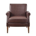 Faux Leather Accent Arm Chair Brown Polyester