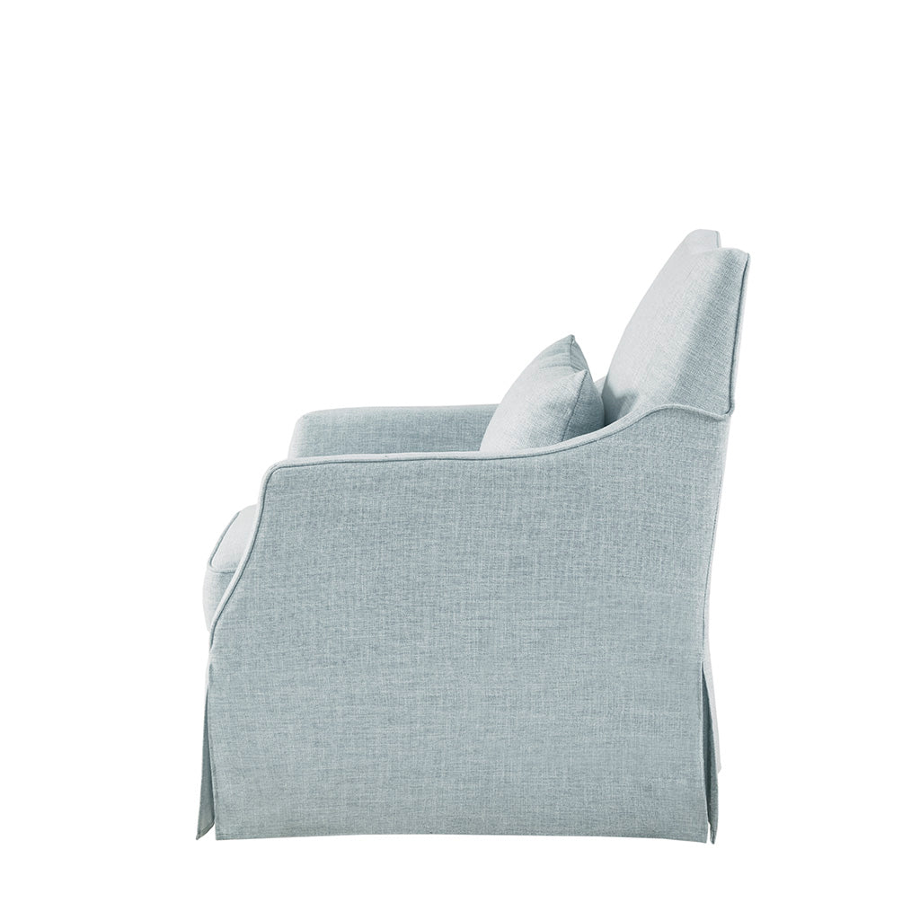 Skirted Swivel Chair Light Blue Polyester
