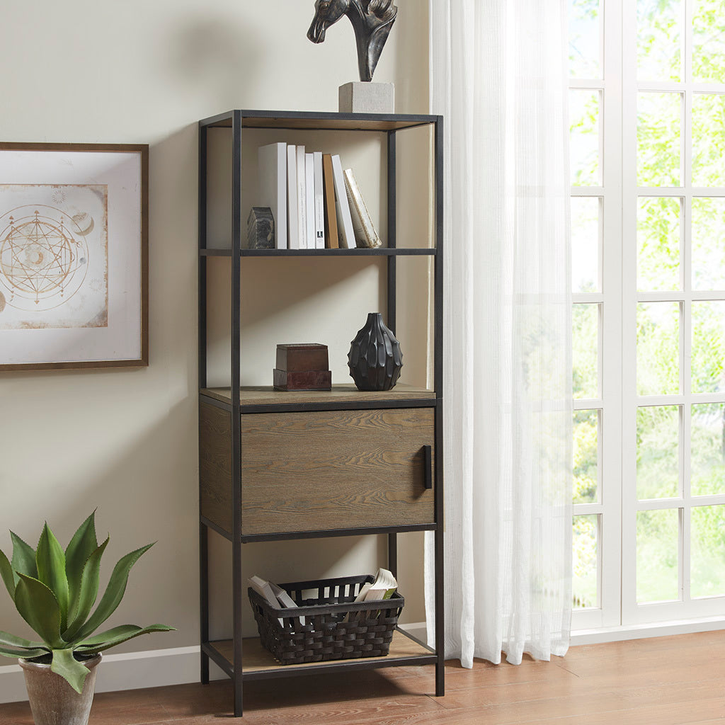 3 Shelf Bookcase With Storage Cabinet Grey Wood