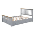 Queen Size Wood Platform Bed With Two Drawers And Wooden Slat Support,Gray Natrual Gray Wood