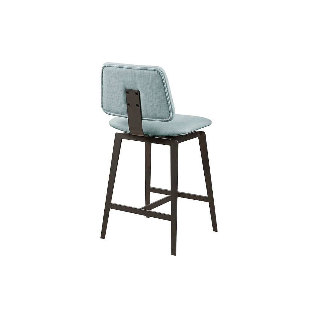 Armless 360 Degree Swivel Counter Stool 25"H Dusty Blue Polyester